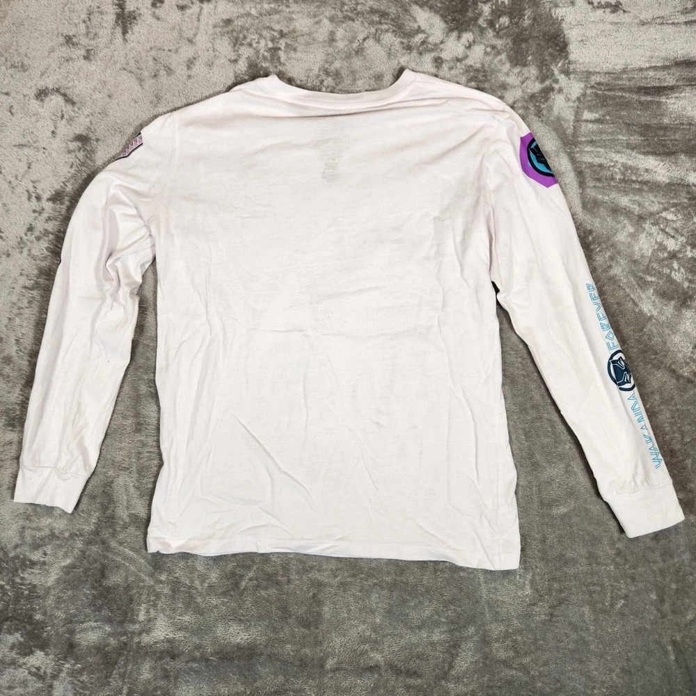 Black Panther T-Shirt Men's Medium White Wakanda‎ Forever Long Sleeve graphic - Picture 6 of 8